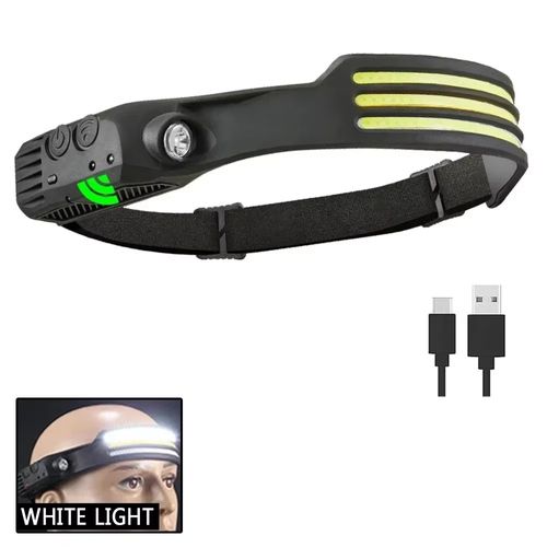 USB Rechargeable COB LED Induction Headlamp With 1200mAh Built-in Battery Head Flashlight Outdoor Camping Fishing Head Lantern