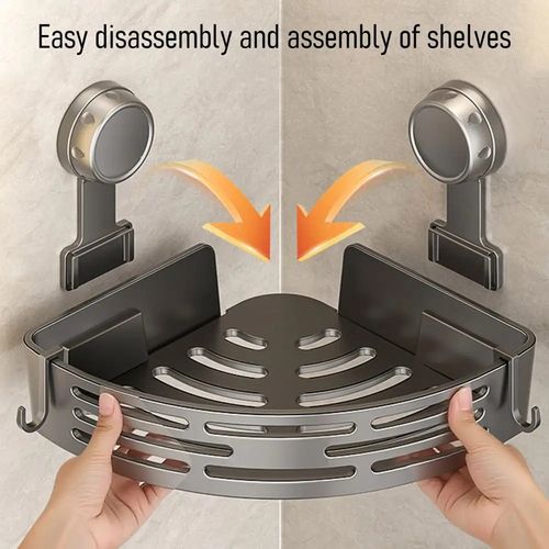2pcsBathroom Corner Shelf No Drilling Shower Rack Bathroom Storage Rack with Strong Suction Cups No-drill Corner Shower Shelf