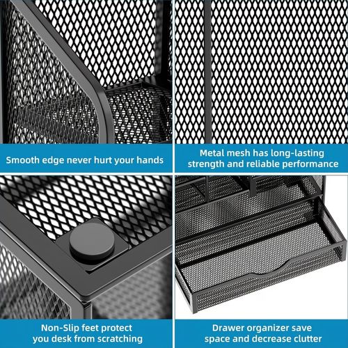 Multi-functional Storage Locker Large Capacity Metal Pen Holder Stationery Storage Rack Desk Accessories Home Office Organizer