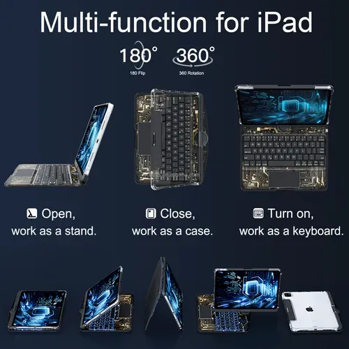 360 degree rotating housing and Bluetooth keyboard suitable for 10.9inch iPad11 inch iPad12.9inch iPad13 inch iPad