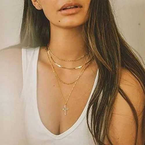 Light luxury crown cross necklace