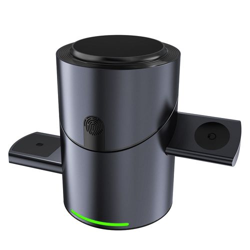 Multi-function travel magnetic fast wireless charging station type c aluminum rotating 3 in 1 cube wireless charger stand