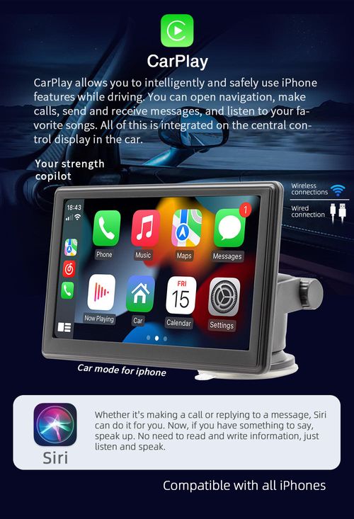 X500W Portable 7-inch CarPlay Screen for Vehicles