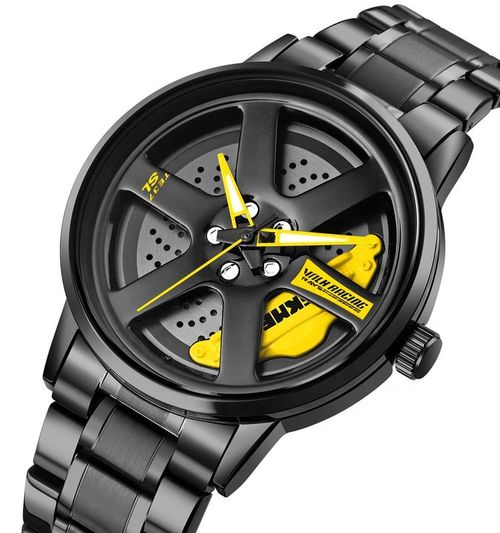 Fashionable Unique Creative Design Quartz Branded Red Waterproof Men's Rolling Car Rim Wheel Steering Sports Watch