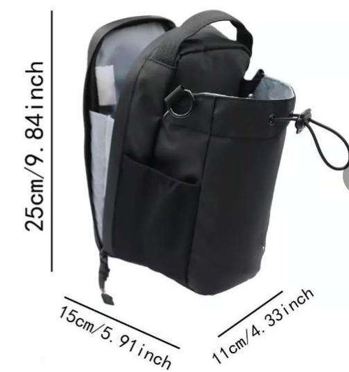A water bottle bag made of high-strength nylon material, featuring a magnetic suction design and can be carried crossbody.
