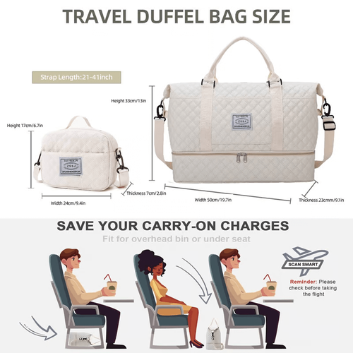 Large capacity wet and dry separation travel bag