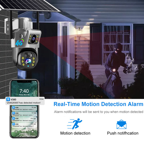 The latest 2025 ESOE V380 Pro dual - lens 4 - megapixel 4K HD outdoor solar - powered surveillance camera.