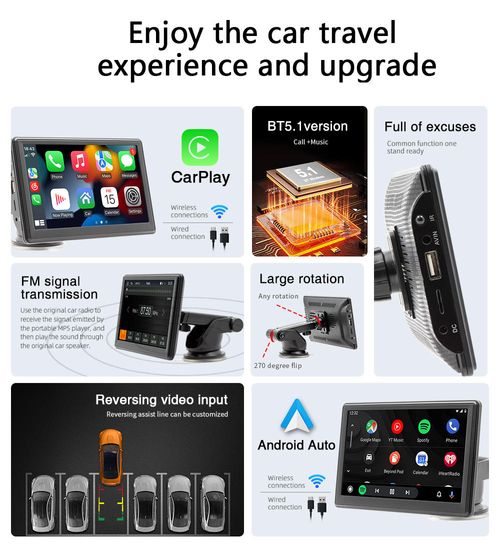 X500W Portable 7-inch CarPlay Screen for Vehicles