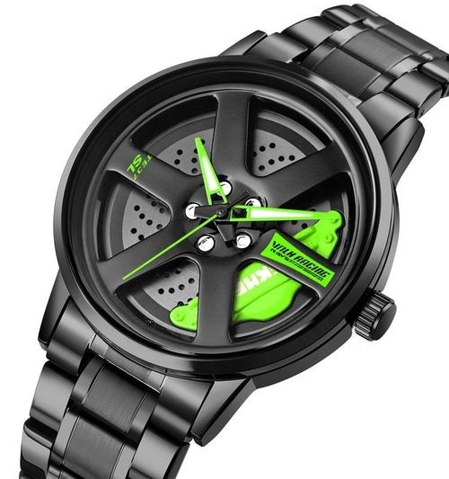 Fashionable Unique Creative Design Quartz Branded Red Waterproof Men's Rolling Car Rim Wheel Steering Sports Watch