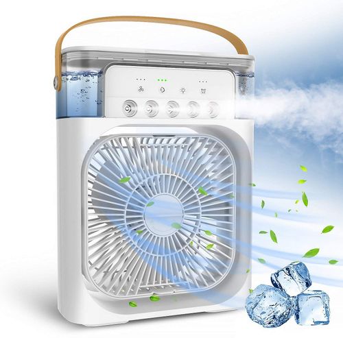 3 in 1 Air Cooler Mini Fan Water Air Cooler Humidifier Portable With 7-Color Ambient Light
