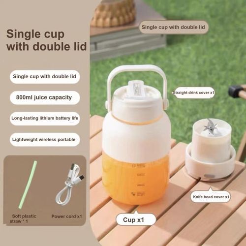 Portable 550ml Electric Juice Cup Set of Two (Double Cups with Double Lids)