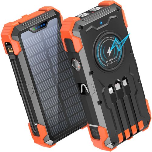 A portable power bank with an LED flashlight and the function of wireless USB charging