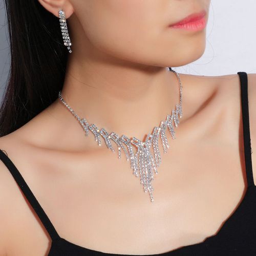 Hot African Jewellery Set Dazzling Rhinestone Earrings and Necklace