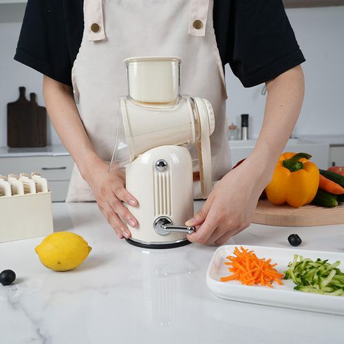 Five-in-one manual drum rotary food chopper for the kitchen