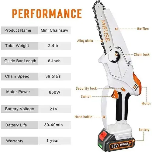 Battery driven chainsaw electric brushless chainsaw