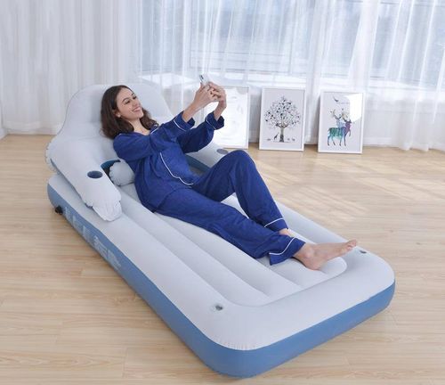 Portable double inflatable bed for household use