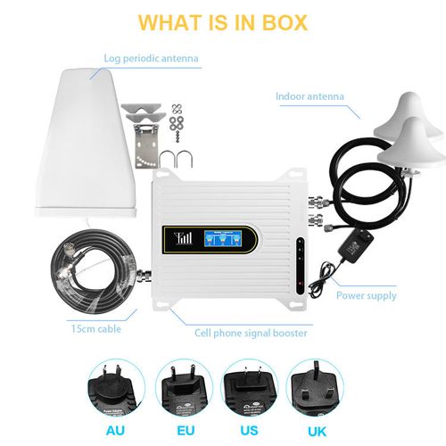 mobile signal booster full set 850 1800 2100 mhz tri band 2g 3g 4g lte network signal repeater