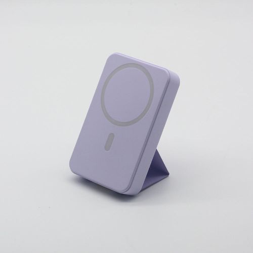 Small wireless magnetic power bank with a 10,000mAh capacity and a stand