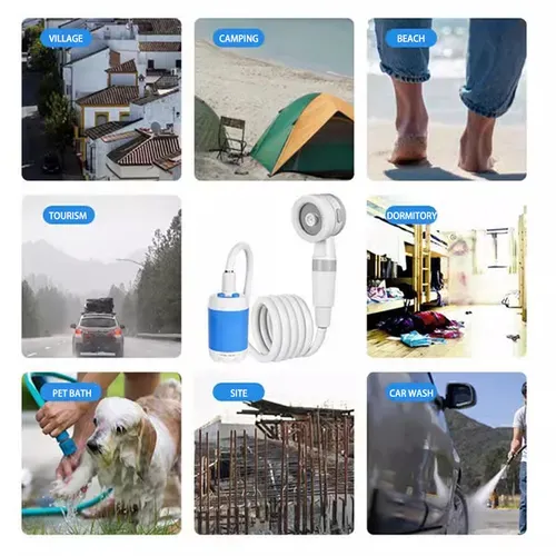 Electric self-priming portable shower