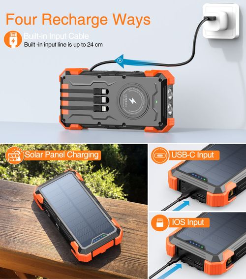 A portable power bank with an LED flashlight and the function of wireless USB charging