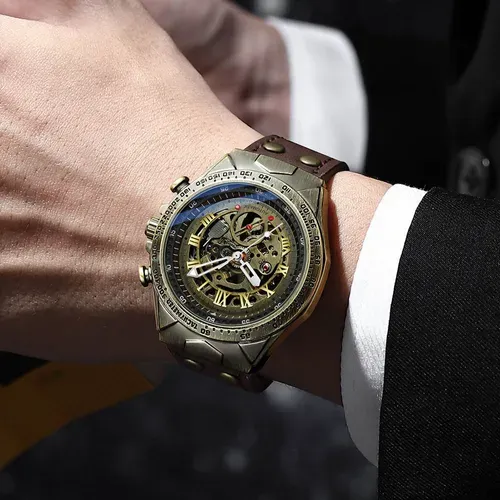 Men's Fashion Casual Bronze Automatic Mechanical Watch
