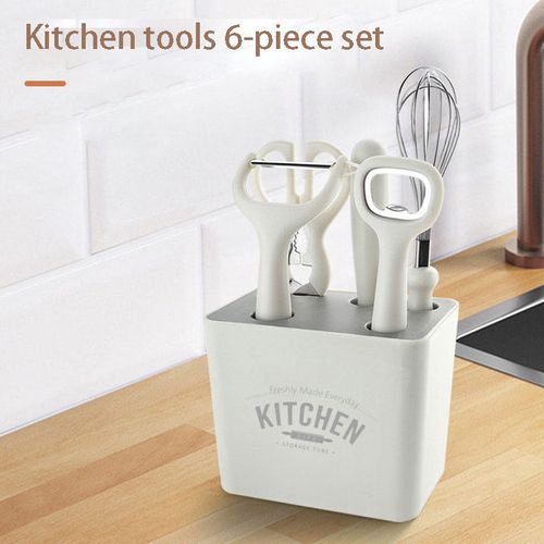 2025 Smart Five-piece Set of Kitchen Tools, including Fruit Peeler, Paring Knife, Beer Bottle Opener, Commercial Dough Mixer, and Household Food Scissors