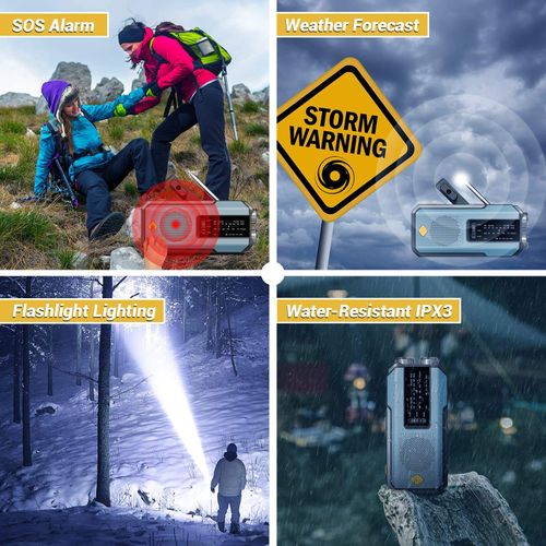 Outdoor hand-cranked multi-band radio