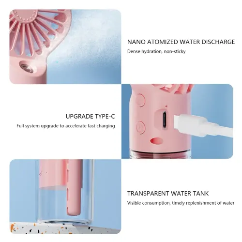 2025 Hot Selling Hand-held Spray Mini Fan Portable Rechargeable Outdoor Humidification Cool Mist Handheld Fans