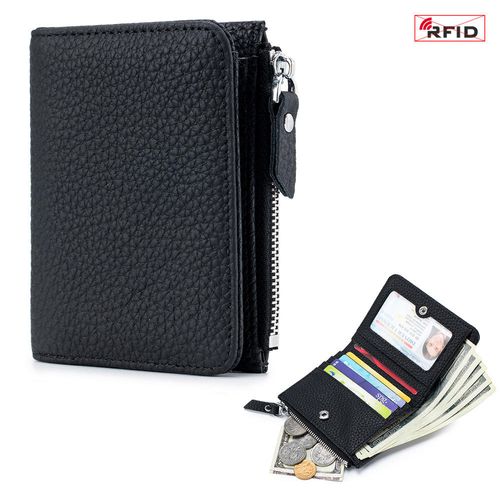 Luxury double-folded cowhide leather wallet