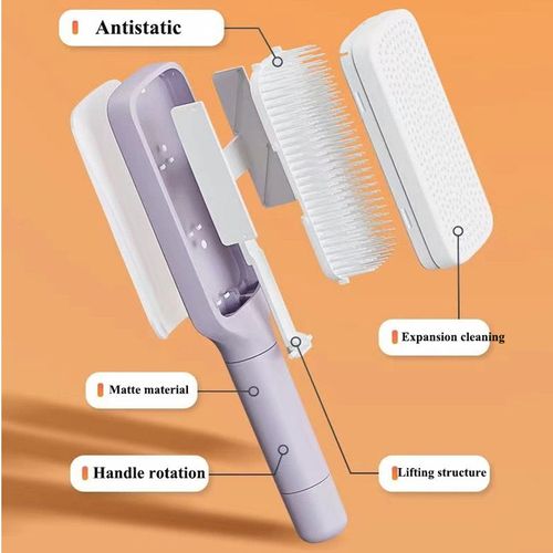 2025 Trending Self-Cleaning Hair Brush for Women 3D Air Cushion Massage Airbag Detangling Self Cleaning One-Key One-click Comb