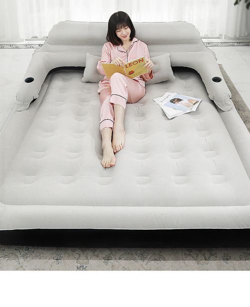 Portable double inflatable bed for household use