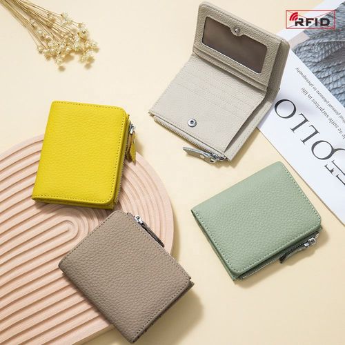 Luxury double-folded cowhide leather wallet