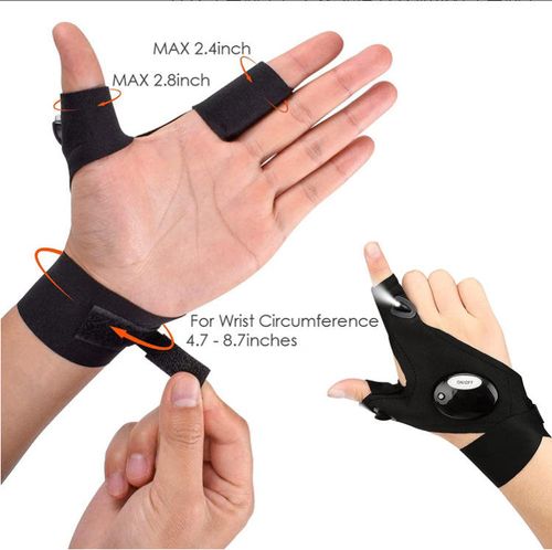 Black Camping Glowing LED Flashlight Gloves