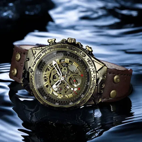 Men's Fashion Casual Bronze Automatic Mechanical Watch