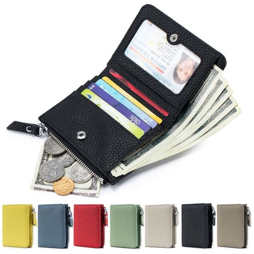 Luxury double-folded cowhide leather wallet