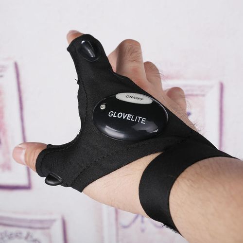 Black Camping Glowing LED Flashlight Gloves