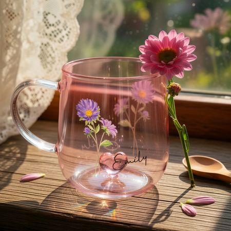 Sie sind die schönste Blume - personalisierte benutzerdefinierte rosa Farbverlauf Glasbecher
