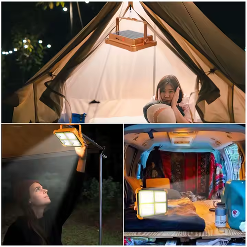 Portable Solar Flood Light with Power Bank
