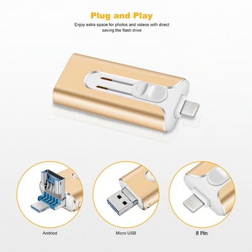 32~256GB Micro USB + 8 Pin + USB 3.0 4 in 1 Mobile Phone Computer U-Disk
