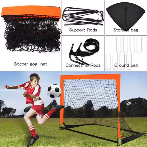 Kids Soccer Goal for Backyard Portable Toddler Training Equipment with Practice Net  Football