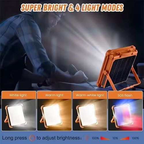 Portable Solar Flood Light with Power Bank