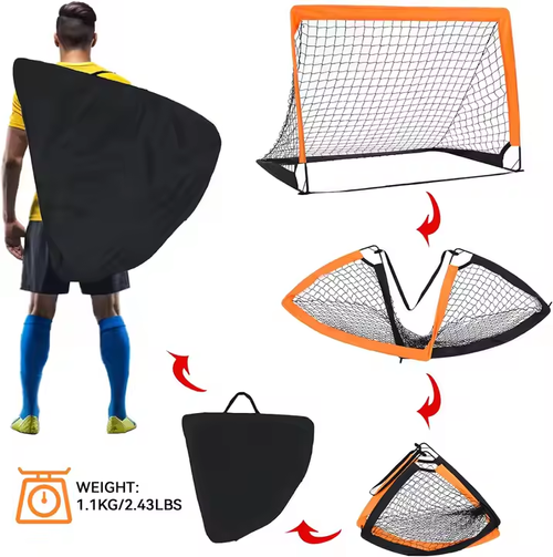 Kids Soccer Goal for Backyard Portable Toddler Training Equipment with Practice Net  Football