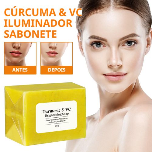 Sabonete de Cúrcuma e Vitamina C, Sabonete Facial de Limpeza Profunda para Remoção de Cicatrizes de Acne