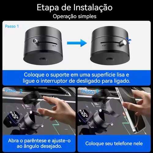 Suporte magnético portátil para telemóvel no automóvel, com rotação de 360 ​​graus e retrátil.