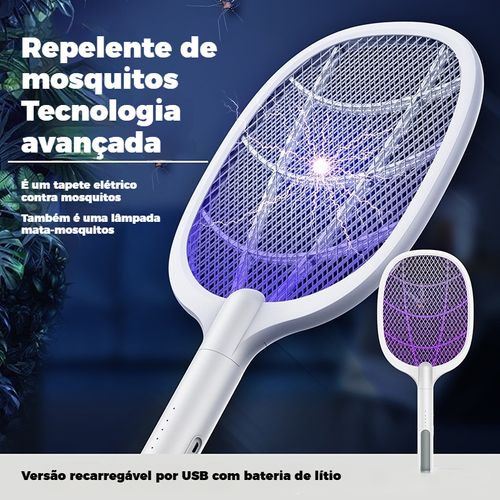 Lâmpada mata-mosquitos elétrica recarregável com bateria de lítio e luz roxa