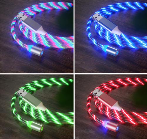 Cabo de dados USB magnético iluminado 3 em 1