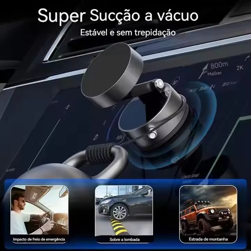 Suporte magnético portátil para telemóvel no automóvel, com rotação de 360 ​​graus e retrátil.