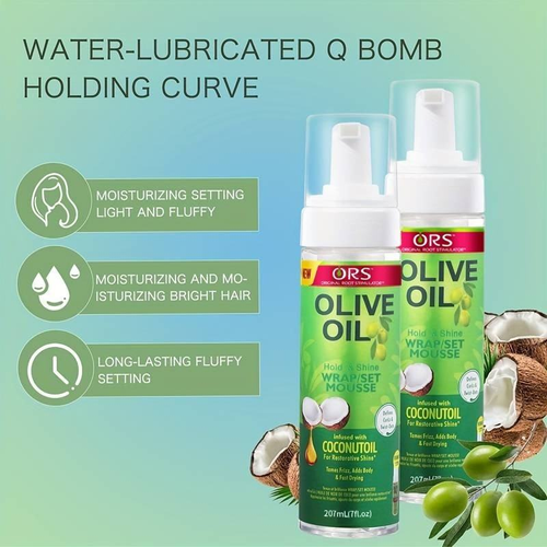 OLIVE Mousse: Strong-Hold Olive Oil Hair Mousse for All Hair Types—Lightweight, Volumizing, and Texturizing, with the hold of hairspray, foam, and wax