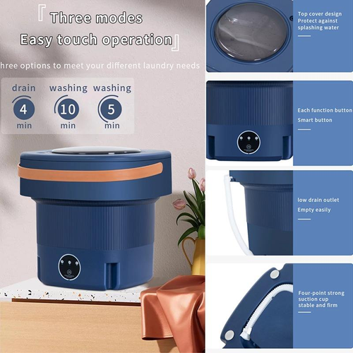 12L Fully Automatic Silicone Electric Mini Folding Household Washing Machine—Portable Travel Mini Washing Machine