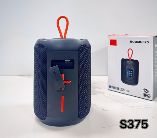 New Cross-Border BOOM S375 Smart Screen Bluetooth Speaker with App Control: Portable Outdoor Subwoofer with Fabric Grill and Creative Display Features, Capable of Displaying Lyrics, Time, Alarm, and Weather Forecast